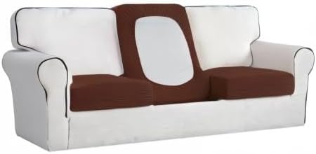 Easy-Going Stretch Individual Chair Couch Cushion Cover Sofa Cushion Furniture Protector Sofa slipcover Soft Flexibility with Elastic Bottom (3-Piece Sofa Cushion Cover, Coffee)