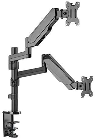 TechOrbits Triple/Double/Single Monitor Mount Stand - Computer Screen Desk Gas Spring Arm (Dual Monitor - Black)