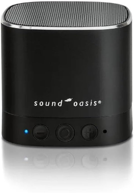 Sound Oasis Baby Sound Machine with Bluetooth - 20 Soothing Sounds, Portable, Includes New Help Booklet and Baby Sound Therapy App for Sleep and Relaxation, Black