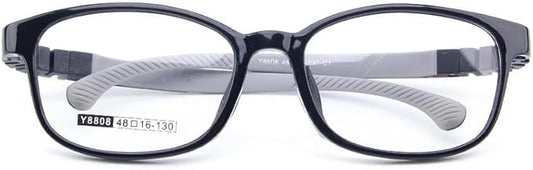 QYAJS Eyeglasses Frame Children Optical Glasses Frame TR90 Flexible Bendable One-piece Safe Eyeglasses Girls Boy (Light Black and Grey)