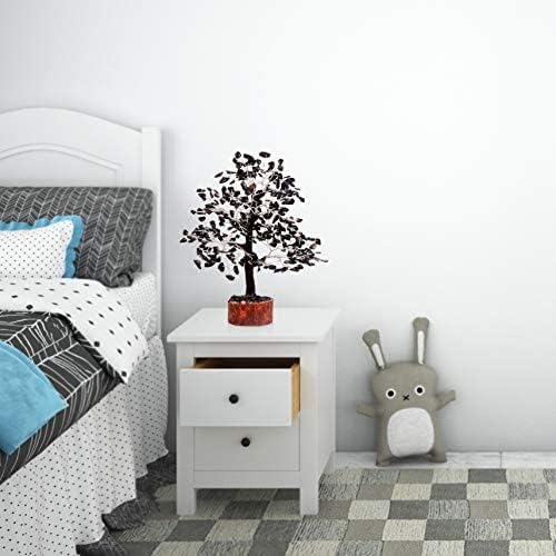 FASHIONZAADI Black Tourmaline Gemstone Tree - Crystal Tree of Life - Crystals and Stones Home Office Decor - Good Luck Gifts for Women