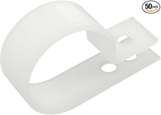 50 Pcs 1 Inch R-Type Nylon Cable Clamp,White 1" Plastic Wire Clips Fasteners Assortment for Wire Management