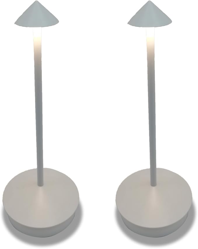 Cordless Rechargeable LED Table Lamps, 1800mAh Battery Desk Lamp Outdoor Portable Touch Dimmable Table Night Light for Patio Restaurant Dining Home Set of 2 White