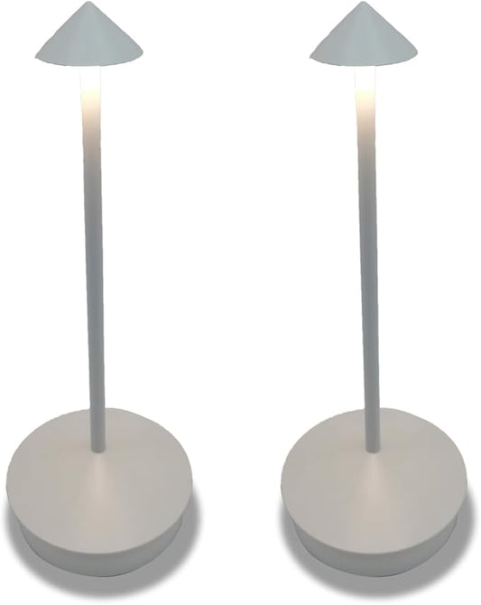 Cordless Rechargeable LED Table Lamps, 1800mAh Battery Desk Lamp Outdoor Portable Touch Dimmable Table Night Light for Patio Restaurant Dining Home Set of 2 White