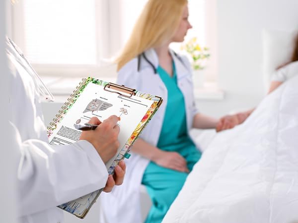 Ospelelf Clipboard with Storage 8.5 X 11,Padfolio Organizer, Spiral Portfolio Letter Size with Notepad, Pen Holder, 5 Extra Folder Divider Pages, Elastic Closure Nurse Office Essentials (Tree Seasons)