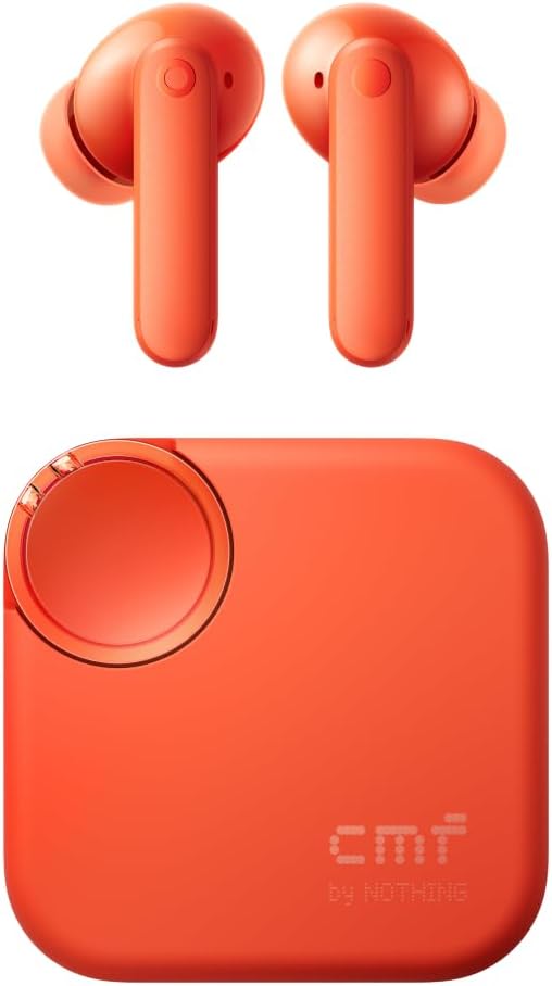 CMF Buds 2 Wireless Earbuds, 2025New Bluetooth Headphones with 48dB Hybrid ANC, Ultra Bass Technology Active Noise Cancellation Earphones, 55H Playtime, 6HD Mics, ChatGPT Integration Light Orange