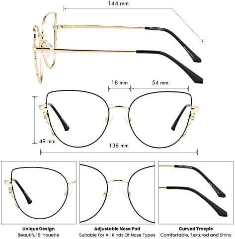 GUDVUE Oversized Blue Light Glasses, Computer Reading/Gaming/Phones Glasses, Anti Glare/UV400/Eye Strain, Large Square Frame