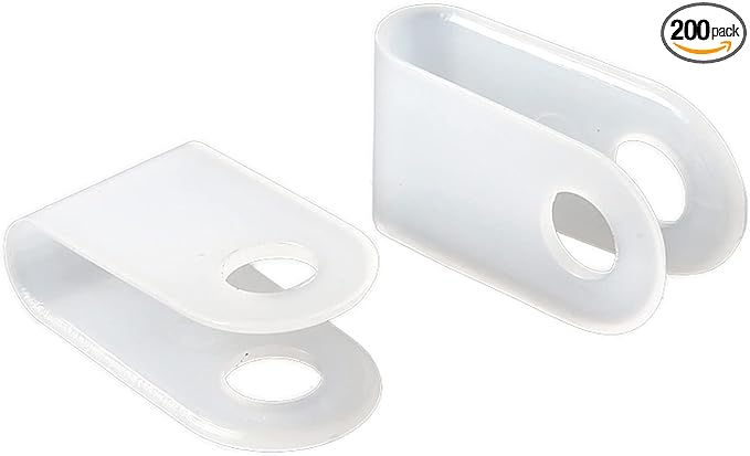 200 Pcs White Nylon U-Type Cable Clamp 1/8 Inch Cable Organizer Assortment Kit for Wire Management