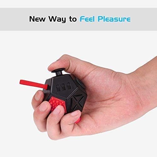12 Sided Cube Toys,Fidget Dodecagon Toys Relief Stress,Autism Anxiety Depression for Kids and Adults (Red, Normal A4)