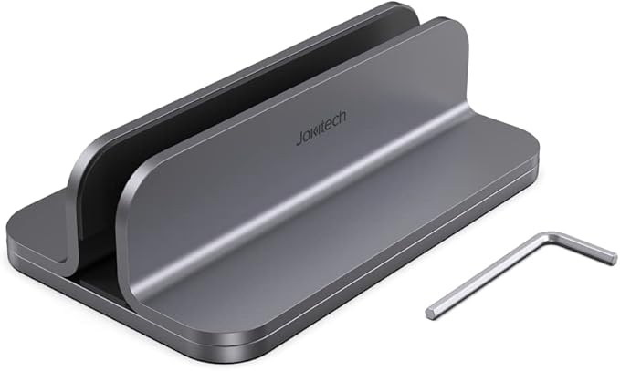 Aluminum Laptop Vertical Stand Organizer, Sturdy Laptop Computer Holder Desktop Stand Compatible with New Retina Apple MacBook Pro/Air, Mac mini and iPad Pro - Spacegrey