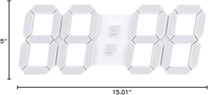 EDUP HOME 3D LED Wall Clock 7 Colors 15" with Remote Control,Digital Alarm Clock Adjustable Brightness Timer 12/24 Hr Time/Date/Temperature for Bedroom/Living Room/Office