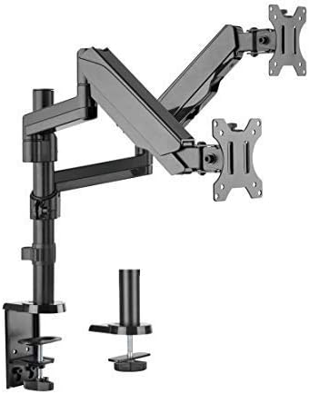 TechOrbits Triple/Double/Single Monitor Mount Stand - Computer Screen Desk Gas Spring Arm (Dual Monitor - Black)
