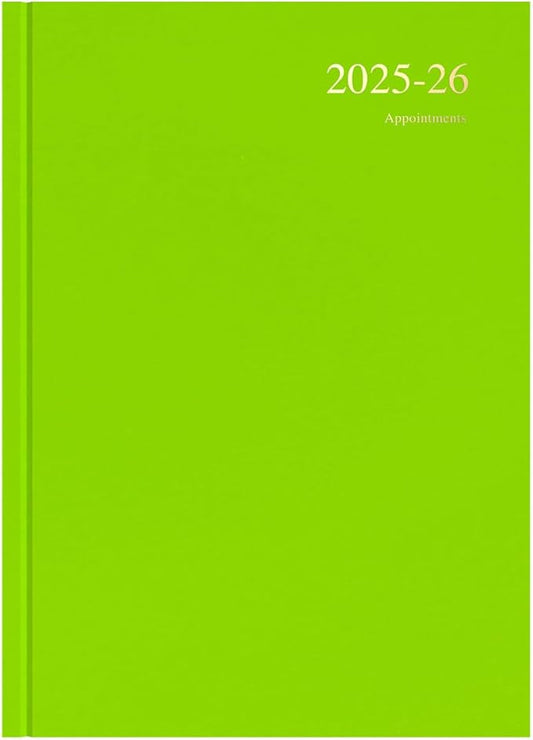 Collins 'Essentials' 12 Month Mid/Academic Year Planner, July 2025-July 2026 - ESSA43M.64-2526 - Week-to-View Appointments Diary, A4 Hard Cover, Lime