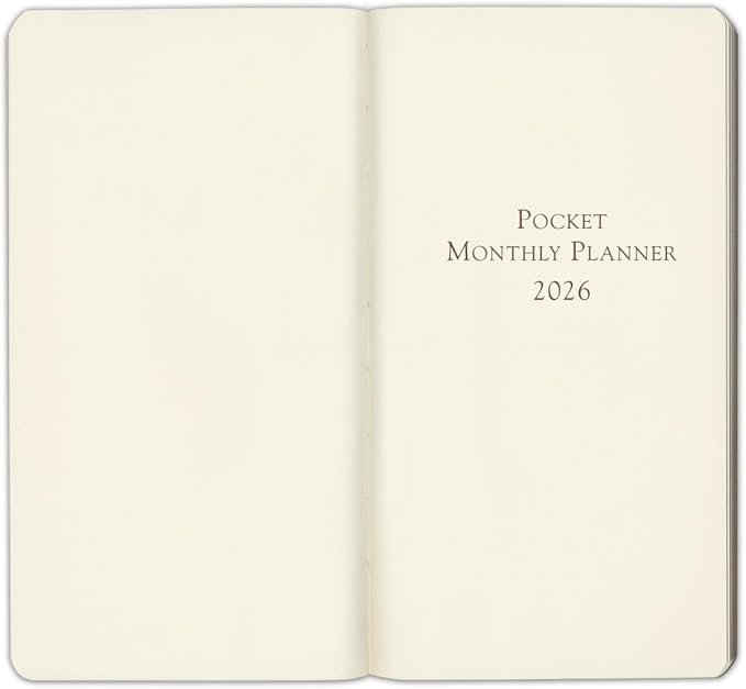 Gallery Leather Pocket Monthly Planner 2025-2026, Elegantly Bound Calendar Planner and Notebook with Stylish Gold-Gilded Page Edges, 18 Months - Acadia Pool - 6x3.25"