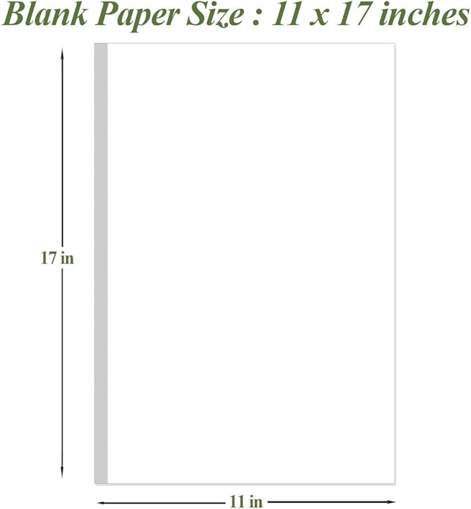 (5-Pack) 11" x 17" Printer Paper - 45Sheets/90Pages Blank Papers, DIY Template Printing in Office/Home/School, Ledger 100gsm Recycled Paper