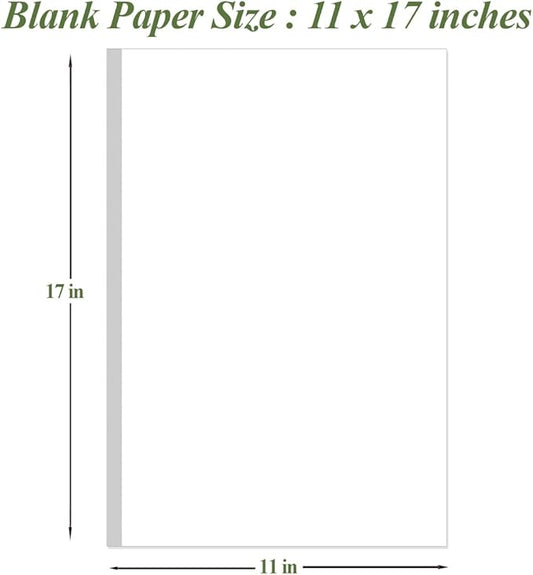 (5-Pack) 11" x 17" Printer Paper - 45Sheets/90Pages Blank Papers, DIY Template Printing in Office/Home/School, Ledger 100gsm Recycled Paper