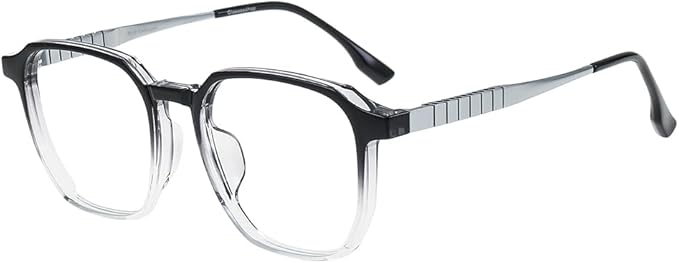 GUDVUE Mens Blue Light Glasses Rectangle Computer Glasses Gaming Glasses, Black/Crystal/Gunmetal