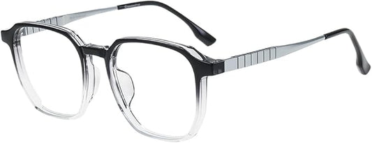 GUDVUE Mens Blue Light Glasses Rectangle Computer Glasses Gaming Glasses, Black/Crystal/Gunmetal