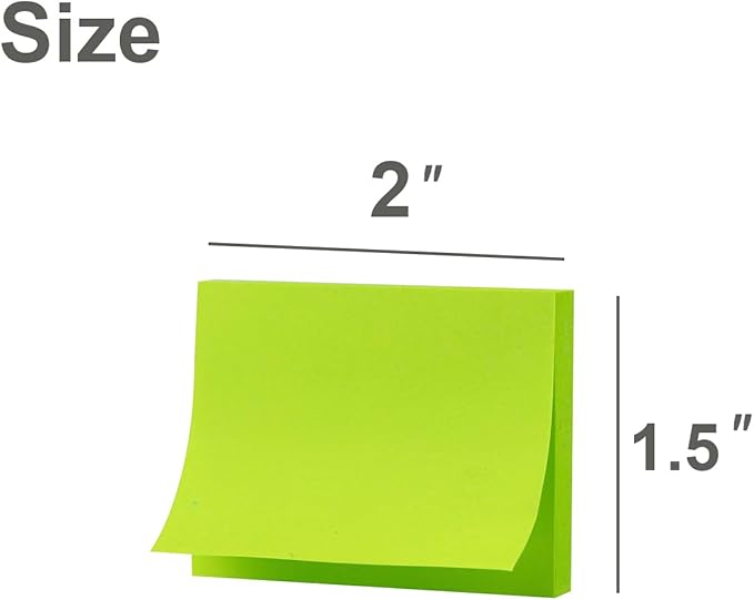(50 Pads) Sticky Notes 1.5x2, 10 Colors Self Sticky Notes, Sticky Pads, Recyclable, Self-Stick Pads, Easy to Stick for Home, Office, Notebook