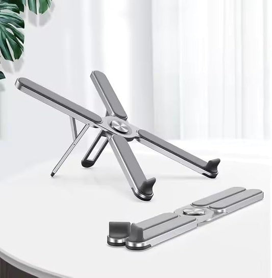 Laptop Stand, Aluminum Light Weight Alloy Silicon Foldable, Ergonomic Aluminum Riser with 7 Adjustable Heights, Compatible with Laptop 10-15.6'' and Tablet
