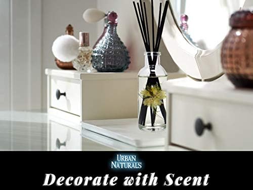 Urban Naturals Tobacco & Vanilla Reed Diffuser Scented Sticks Set | Tobacco Leaf, Bergamot, Vetiver, Bourbon and Vanilla Bean Scented Oils | Decorated with Natural Flowers | Made in The USA