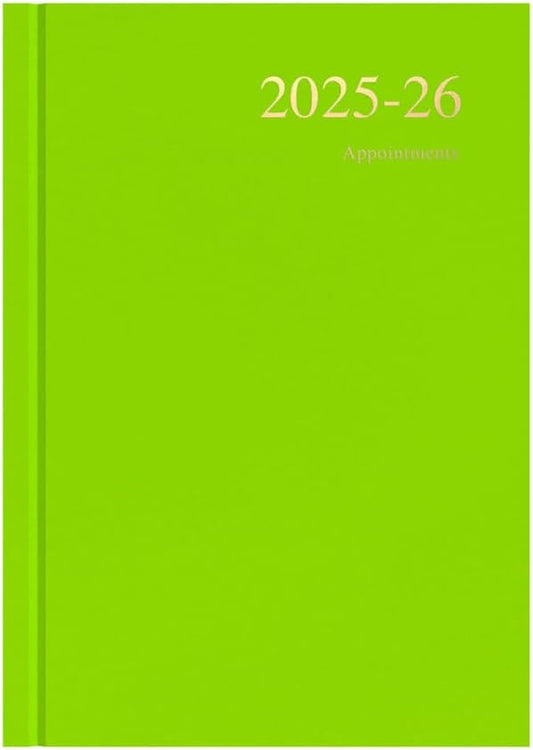 Collins 'Essentials' 12 Month Mid/Academic Year Planner, July 2025-July 2026 - ESSA51M.64-2526 -Day-to-Page Appointments Diary, A5 Hard Cover, Lime
