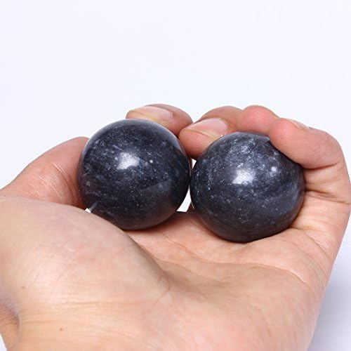 BRABUD 1.4'' Dark Grey Marble Baoding Health Stress Exercise Balls Chinese Exercise Stress Balls Craft Collection (box-packed)