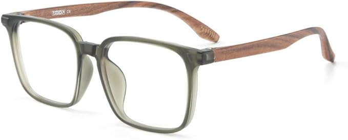 GUDVUE Mens Blue Light Glasses Rectangle Computer Glasses Gaming Glasses, Green/Brown