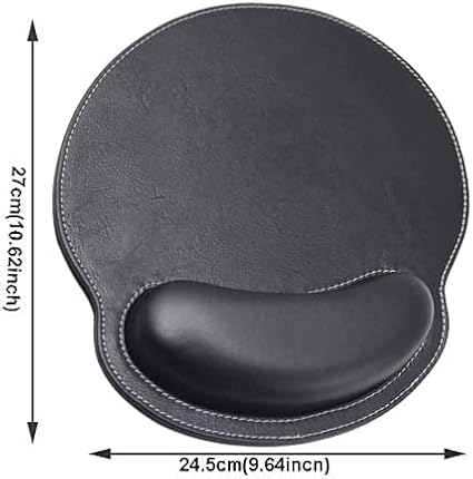 RICHEN Ergonomic PU Leather Mouse Pad with Wrist Support,Comfort Memory Foam,Waterproof Surface,Non- Slip Rubber Base for Computer Laptop & Mac,Lightweight Rest for Home,Office & Travel (Black)