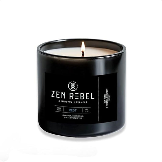 Aromatherapy Candle Rest - Evening Relaxation with Lavender, Chamomile, and White Eucalyptus - Stress Relief Soy Candle, Gift Candles for Men and Women