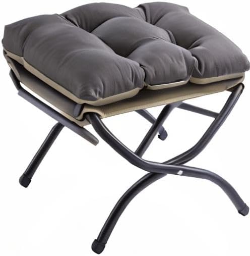 15" Foldable Foot Stool Ottoman with Metal Frame - Washable Dark Grey Upholstered Indoor/Outdoor Footrest for Living Room, Bedroom, Patio - Space-Saving Compact Design