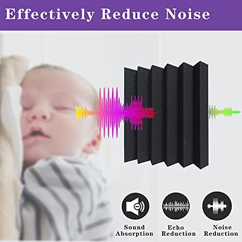 24 Pack Acoustic Panels,2" x 12" x 12"Sound Proof Foam Panels for Wall,Fireproof Absorbing Noise Cancelling Panels,to Absorb Noise and Eliminate Echoes. (12 Purple+12 Black)