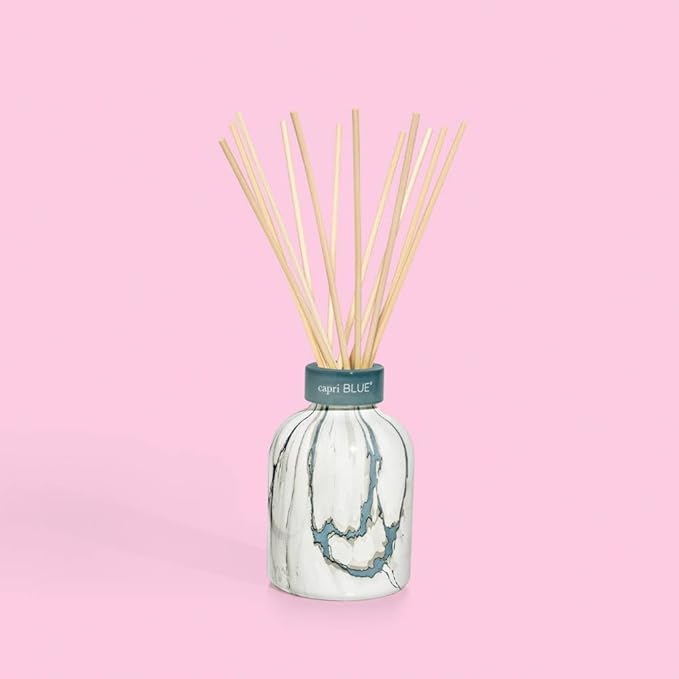 Capri Blue Modern Marble Reed Diffuser Set - Includes Reed Diffuser Sticks, Scented Oil & Glass Bottle - Luxury Scents for Bedroom Decor & Bathroom Air Freshener - Volcano (5.7 fl oz)