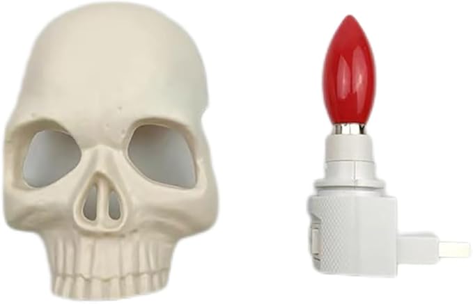 Ulalaza Human Skull Light New Halloween Handcrafted Skull Night Light for Home Room Decor Plug into Wall Decorative