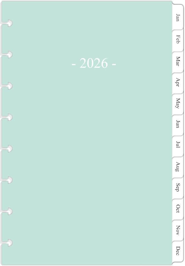 2026 Weekly & Monthly Planner Refill for 8-Discbound Planners, Two Pages Per Week, Junior Size, 5-1/2"x8-1/2"