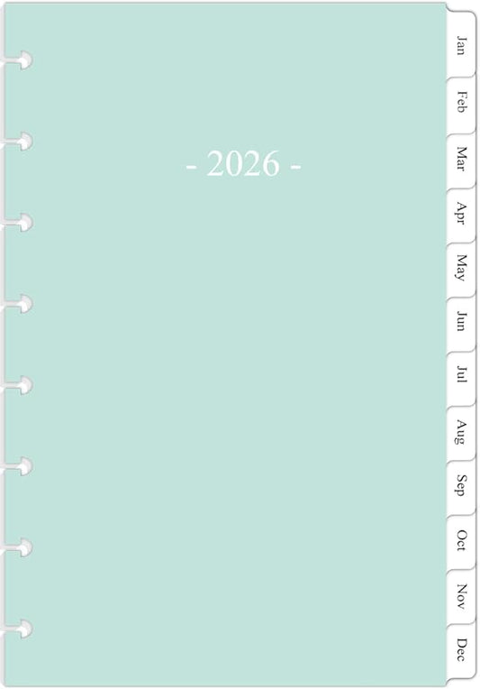 2026 Weekly & Monthly Planner Refill for 8-Discbound Planners, Two Pages Per Week, Junior Size, 5-1/2"x8-1/2"