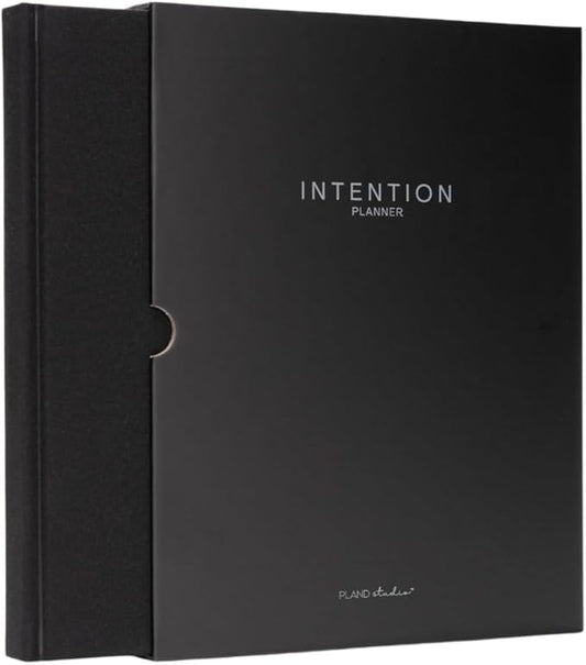 Pland Studio 90-Day Planner – Undated Daily Goal Journal for Men & Women | Charcoal Onyx Hardcover with Habit Tracker, Vision Board, Gratitude Prompts & Flat Lay Binding | Productivity & Mindfulness Notebook