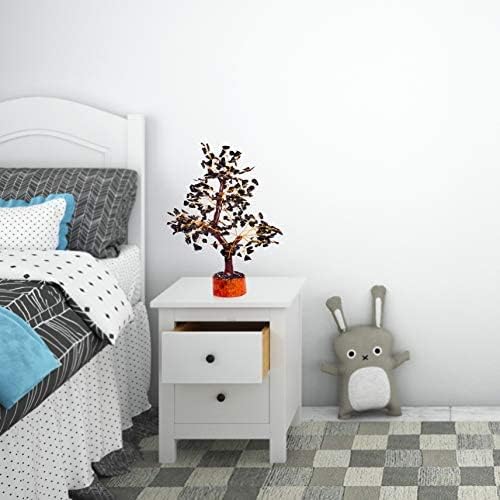 FASHIONZAADI Black Tourmaline Gemstone Tree - Crystal Tree of Life - Crystals and Stones Home Office Decor - Good Luck Gifts for Women