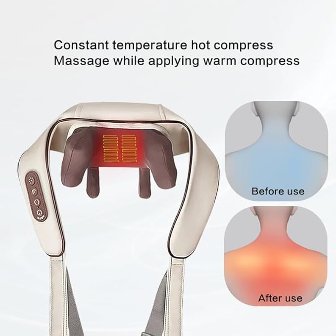 ZVZ 4D Kneading Shiatsu Deep Tissue Neck and Shoulder Massager with Heat, Portable Cordless Electric Massage for Muscle Relief Faster Pain Relief vs Massage Guns Ideal Gift for Home/Office/Car Travel