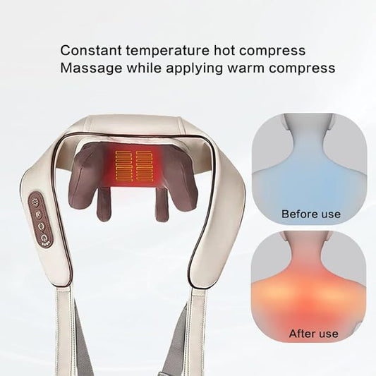 ZVZ 4D Kneading Shiatsu Deep Tissue Neck and Shoulder Massager with Heat, Portable Cordless Electric Massage for Muscle Relief Faster Pain Relief vs Massage Guns Ideal Gift for Home/Office/Car Travel
