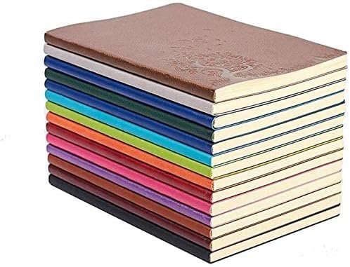 SINOBAND 4 Pieces Journals for Writing, A5 Paperback Colorful Notebooks, PU Leather Soft Cover, Lined Paper, Subject Notebooks for School and Office (Random Color)