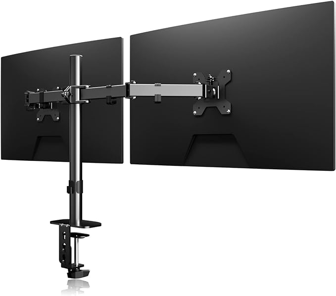 Suptek Monitor Mount, Adjustable Dual Monitor Arm Desk Mount Heavy Duty Monitor Stand fit for 27 inch Monitor Screens up to 22lbs,Black(MD9442)