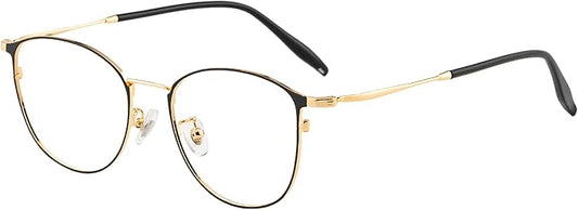 GUDVUE Blue Light Glasses, Computer/Gaming/TV/Phones Glasses for Women/men, Anti Glare/UV400/Eye Strain, Oval Black/Golden
