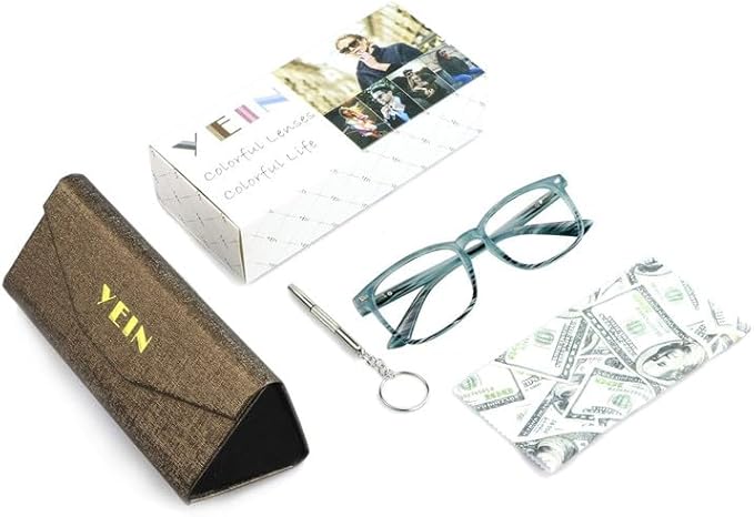 YEIN Bifocal Reading Glasses with Blue Light Blocking Lenses, Bifocal Reader for Women and Men, Vintage Square frame with Spring Hinge (+0.50/+2.50 magnification)