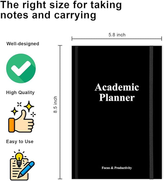 Academic Planner for 2025 2026 or Anytime – A5 Undated Weekly Student Planner For Homeschool, High School, College & Nursing Students, 200 Pages, 5.8" x 8.5", Black