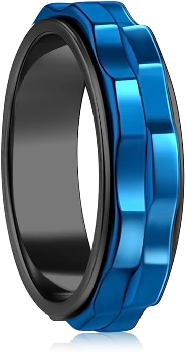 Fidget Rings For Anxiety For Women, Spinning Anxiety Ring Stainless Steel Fidgets Two Gear Fidget Ring High Polish Anxiety Ring for Women Men Wedding Band Gifts Jewelry Size 6-10
