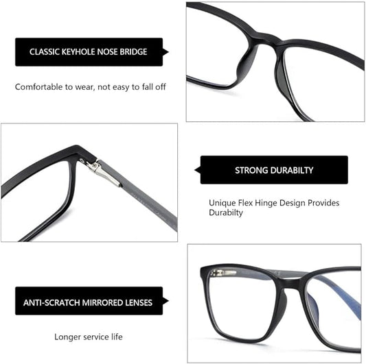BLUEMOKY Blue Light Reading Glasses for Men,Sport Square Frame Readers, Anti Glare Computer Glasses