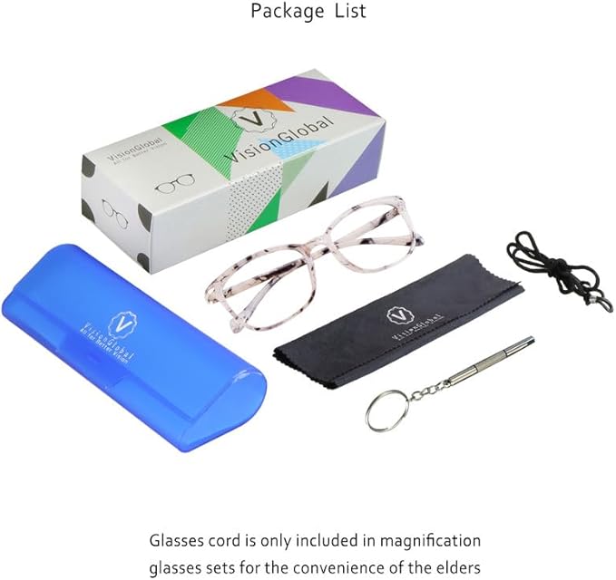 VisionGlobal Blue Light Blocking Glasses for Women, Anti Eyestrain, Computer Reading, TV Glasses, Stylish Square Frame, Anti Glare(Marble,+5.25 Magnification)