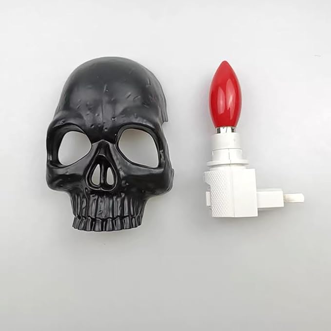 Ulalaza Human Skull Light New Halloween Handcrafted Skull Night Light for Home Room Decor Plug into Wall Decorative