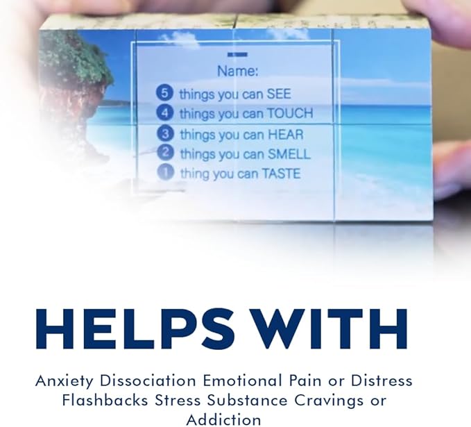 Mindfulness Grounding Cube for Anxiety Relief | Visual Meditation Fidget Toy for Adults & Teens | 9 Stress Relief Techniques for Emotional Support, Balance, Focus & Dissociation